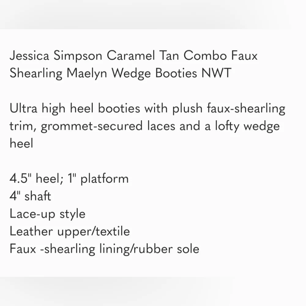 Jessica Simpson Maelyn Fleece Fur Leather Suede Wedge Lace Zip Up Heel Boots 8 M - Picture 5 of 8